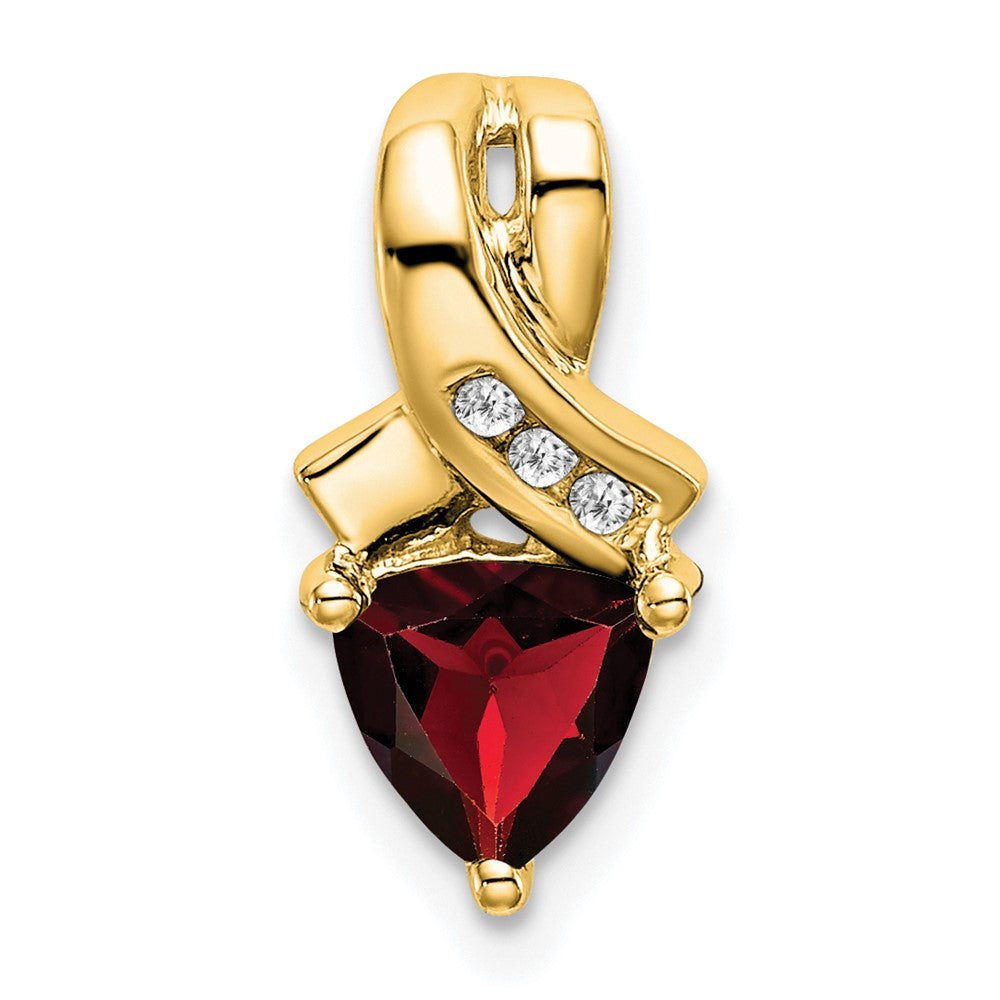 14k 6mm Trillion Garnet and Diamond Chain Slide