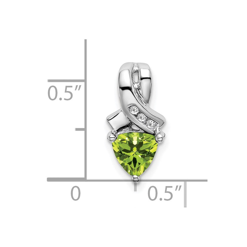 14k White Gold 6mm Trillion Peridot and Diamond Chain Slide