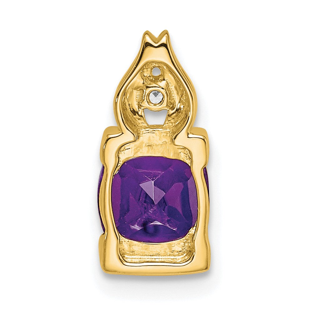 14k 6mm Cushion Amethyst and Diamond Chain Slide