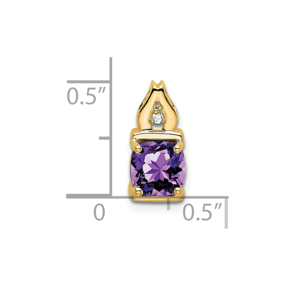14k 6mm Cushion Amethyst and Diamond Chain Slide