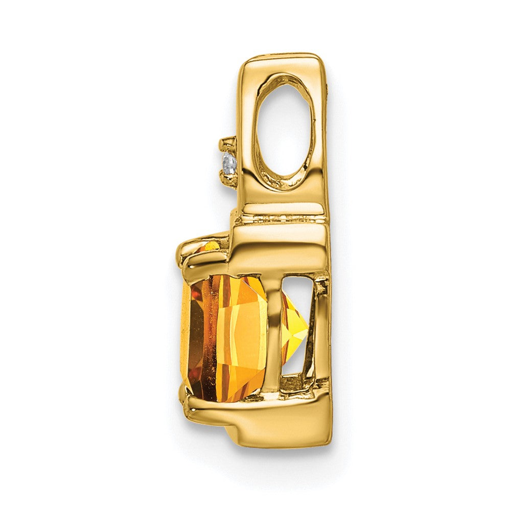 14k 6mm Cushion Citrine and Diamond Chain Slide