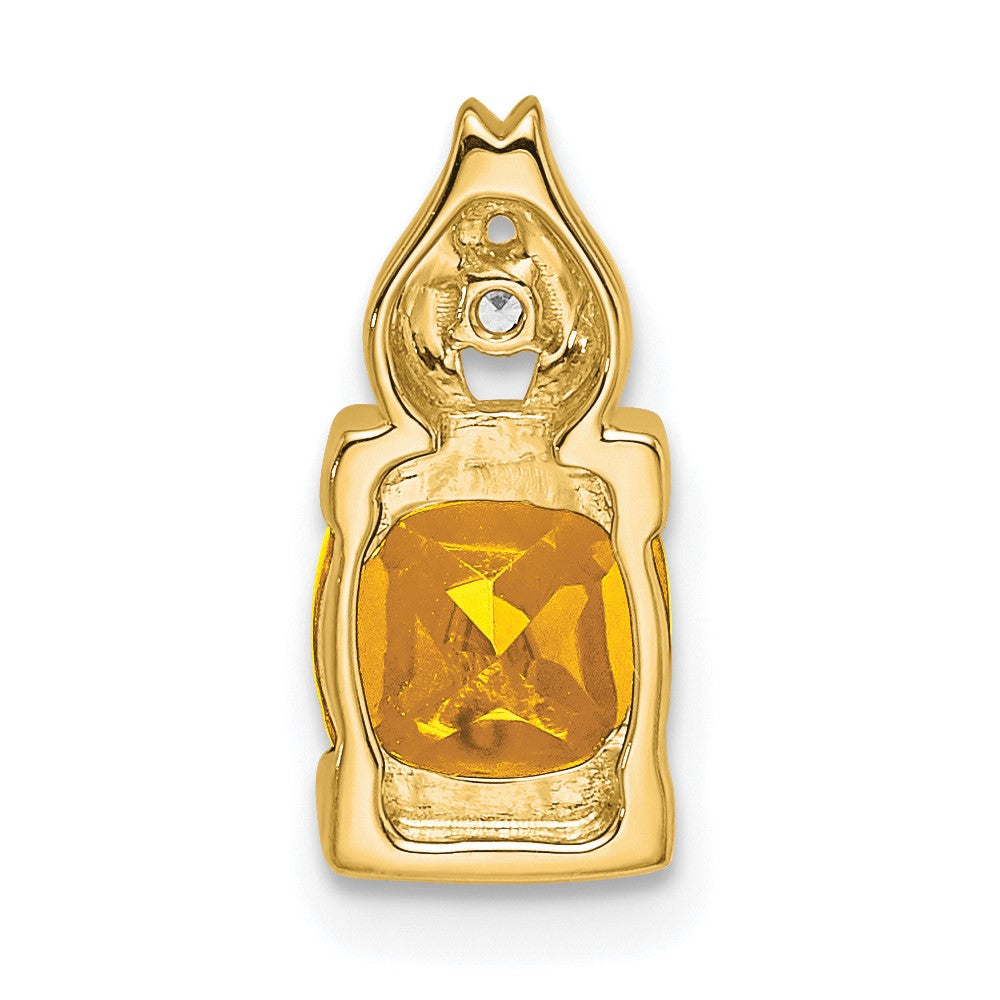 14k 6mm Cushion Citrine and Diamond Chain Slide
