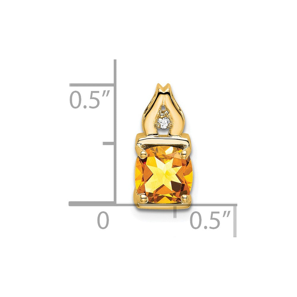 14k 6mm Cushion Citrine and Diamond Chain Slide