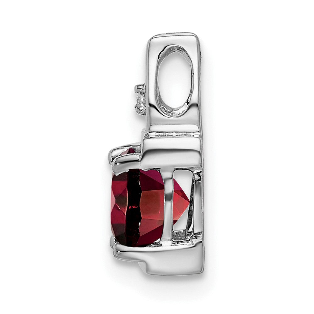 14k White Gold 6mm Cushion Garnet and Diamond Chain Slide
