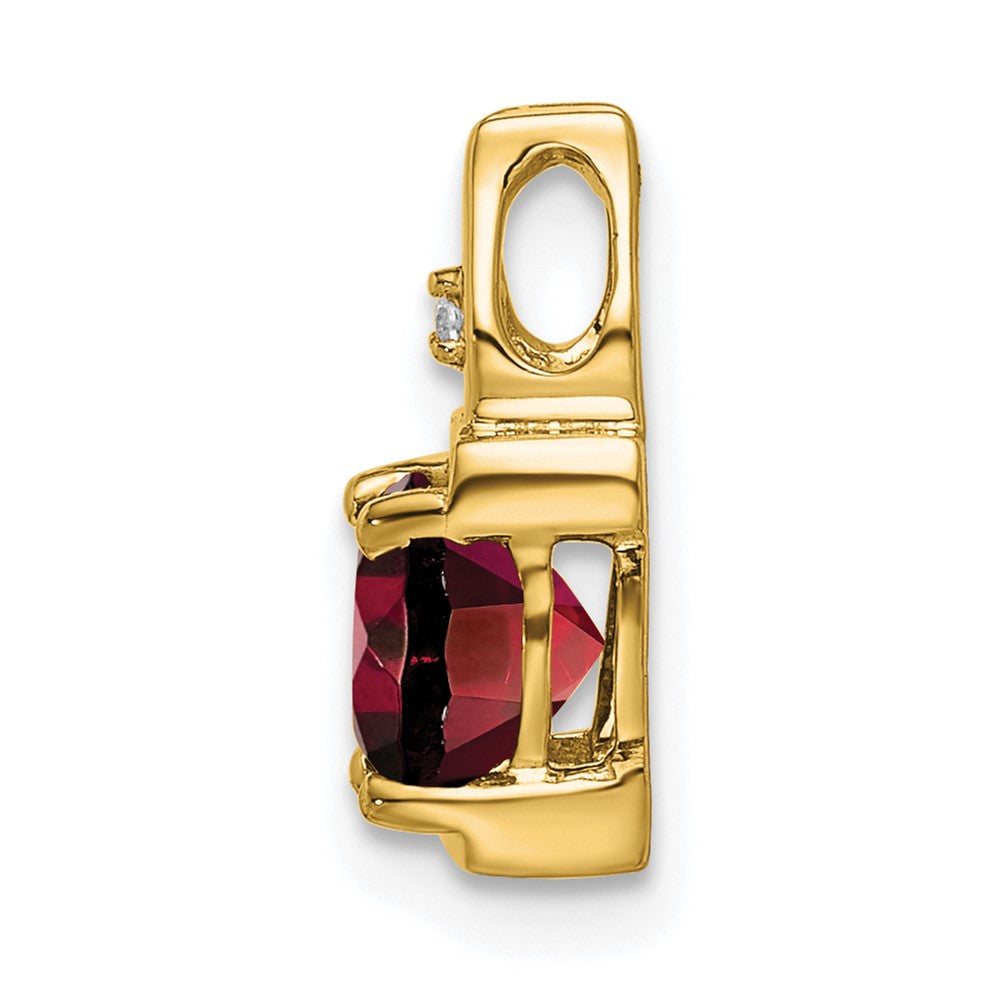 14k 6mm Cushion Garnet and Diamond Chain Slide