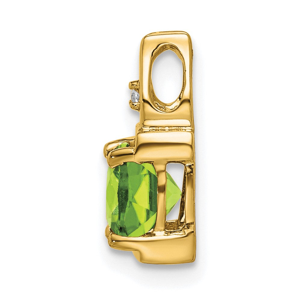 14k 6mm Cushion Peridot and Diamond Chain Slide
