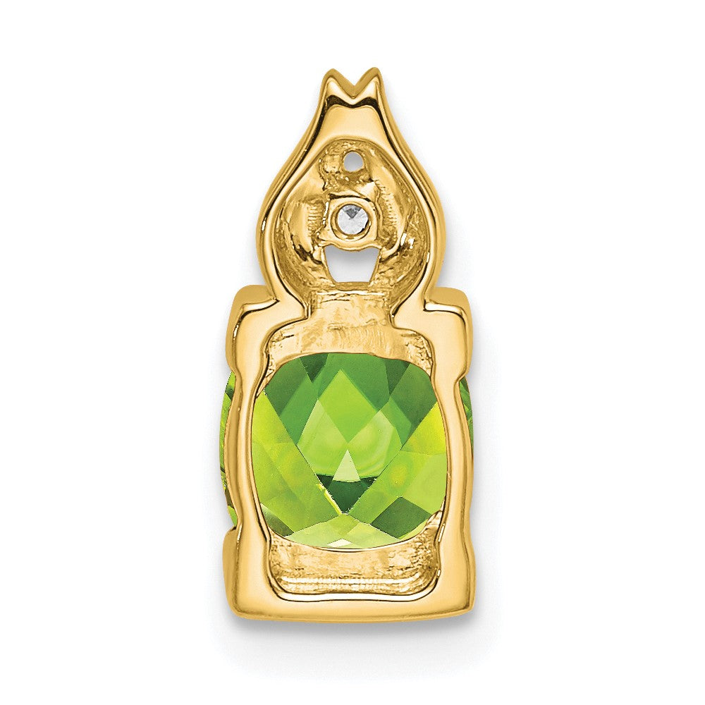 14k 6mm Cushion Peridot and Diamond Chain Slide