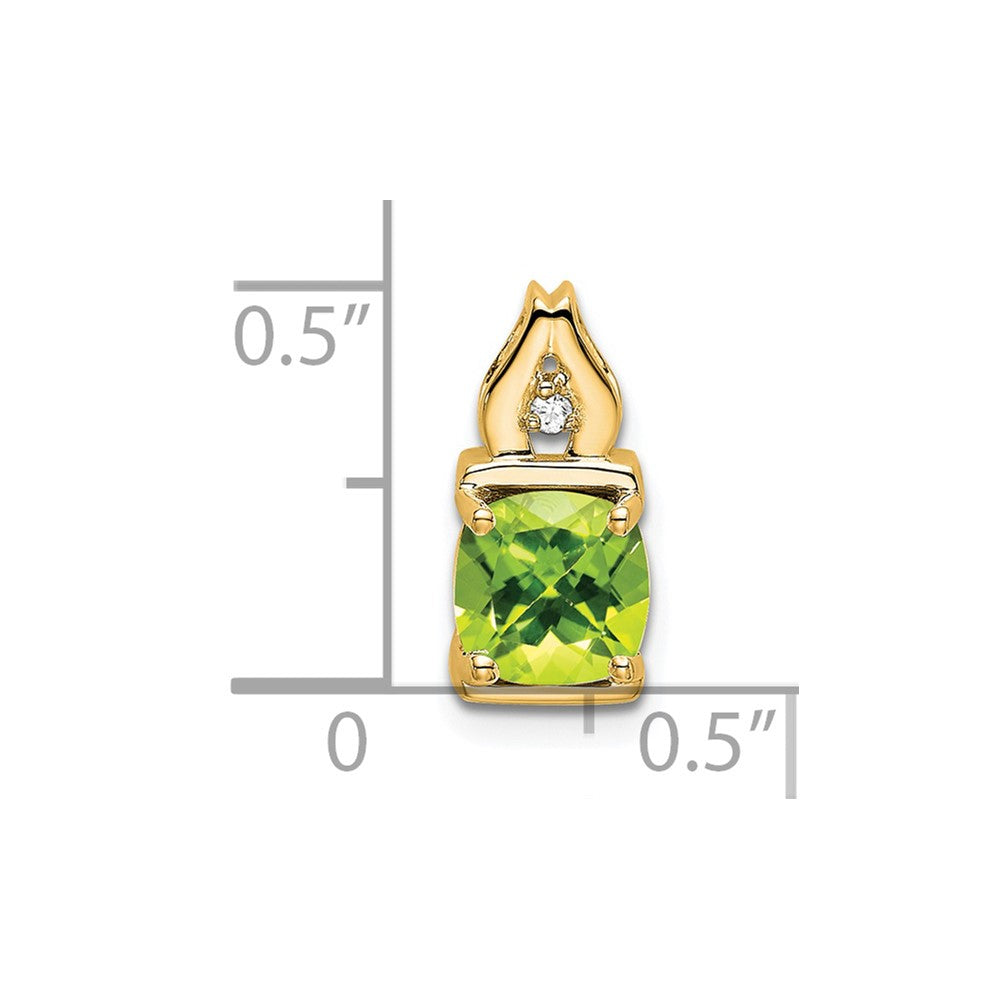 14k 6mm Cushion Peridot and Diamond Chain Slide