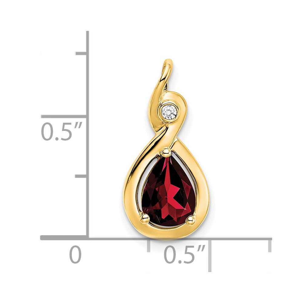 14k 8x6mm Pear Garnet and Diamond Chain Slide