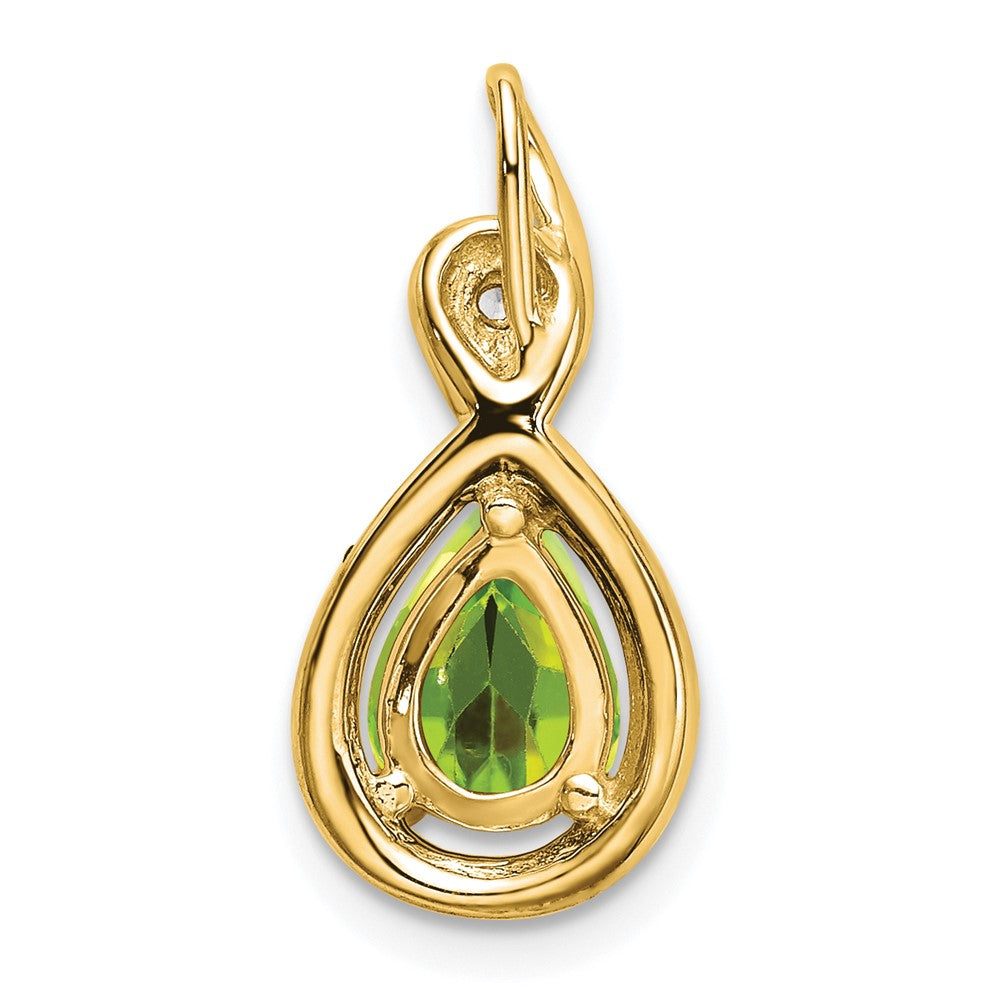 14k 8x6mm Pear Peridot and Diamond Chain Slide