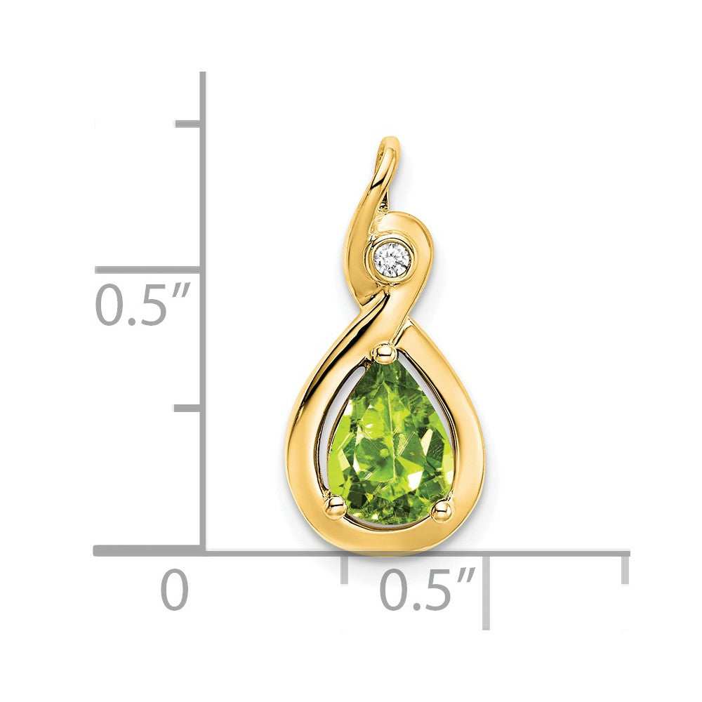 14k 8x6mm Pear Peridot and Diamond Chain Slide