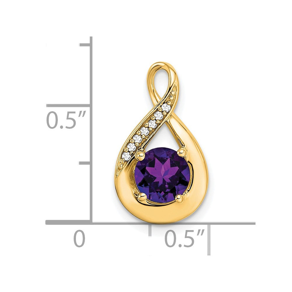 14k 6mm Round Amethyst and Diamond Chain Slide