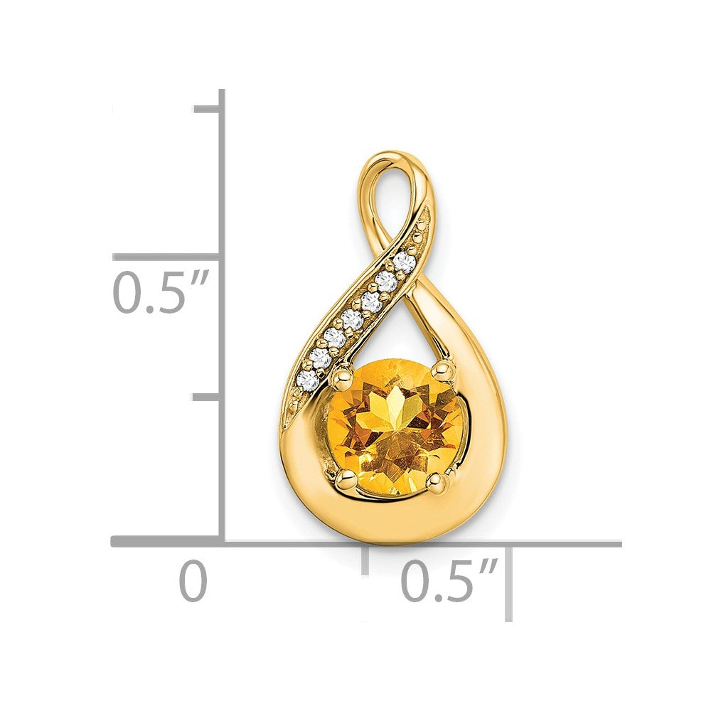 14k 6mm Round Citrine and Diamond Chain Slide