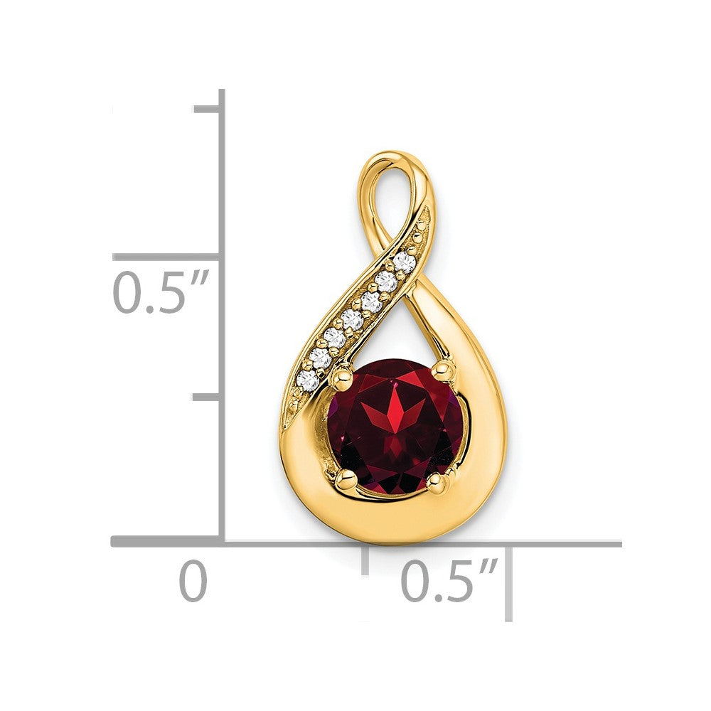 14k 6mm Round Garnet and Diamond Chain Slide