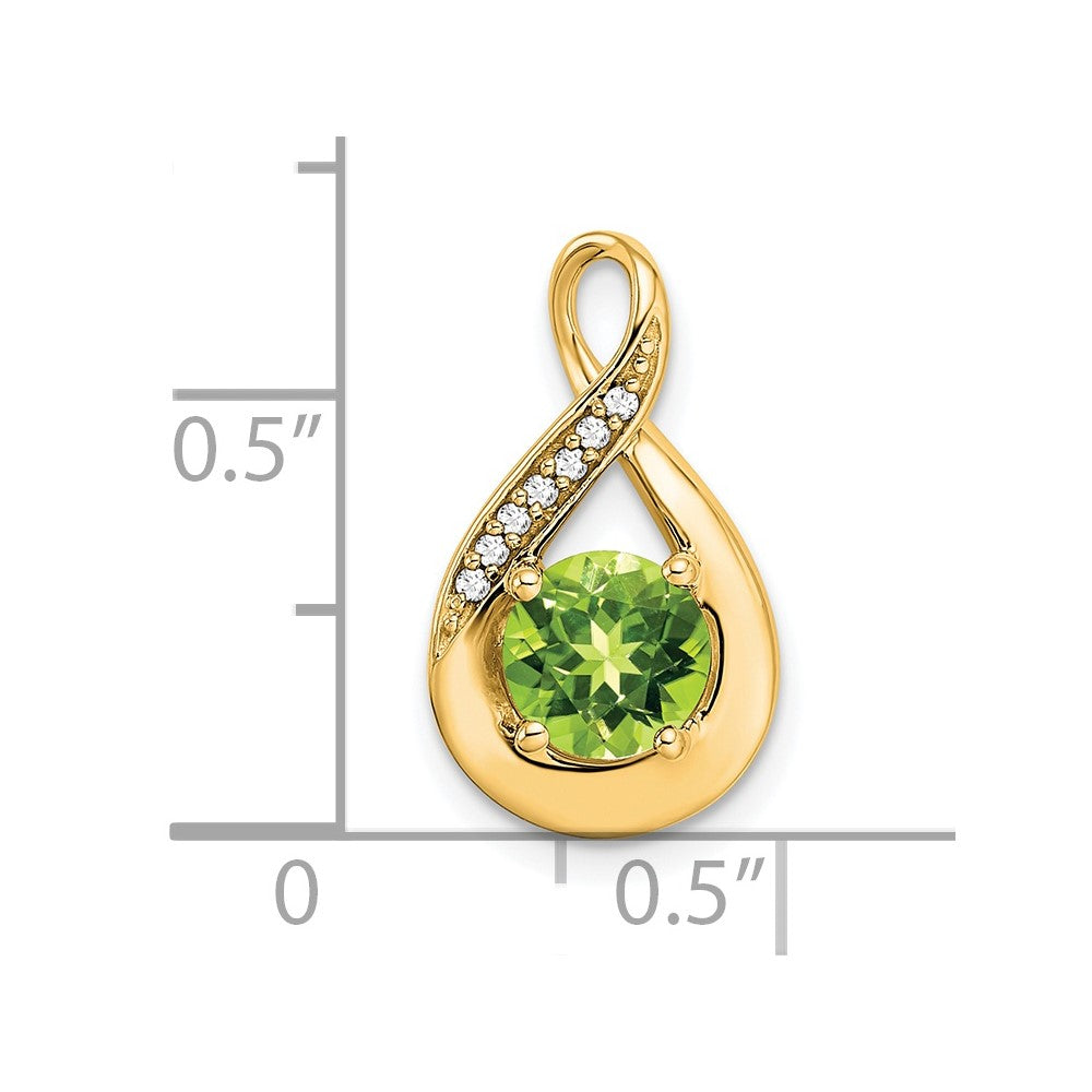 14k 6mm Round Peridot and Diamond Chain Slide
