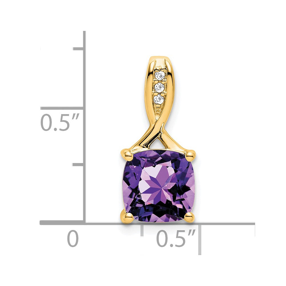 14k 8mm Cushion Amethyst and Diamond Chain Slide