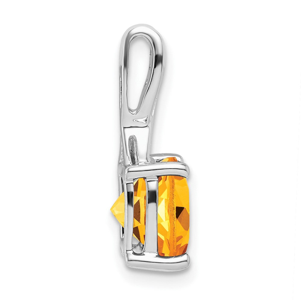 14k White Gold 8mm Cushion Citrine and Diamond Chain Slide