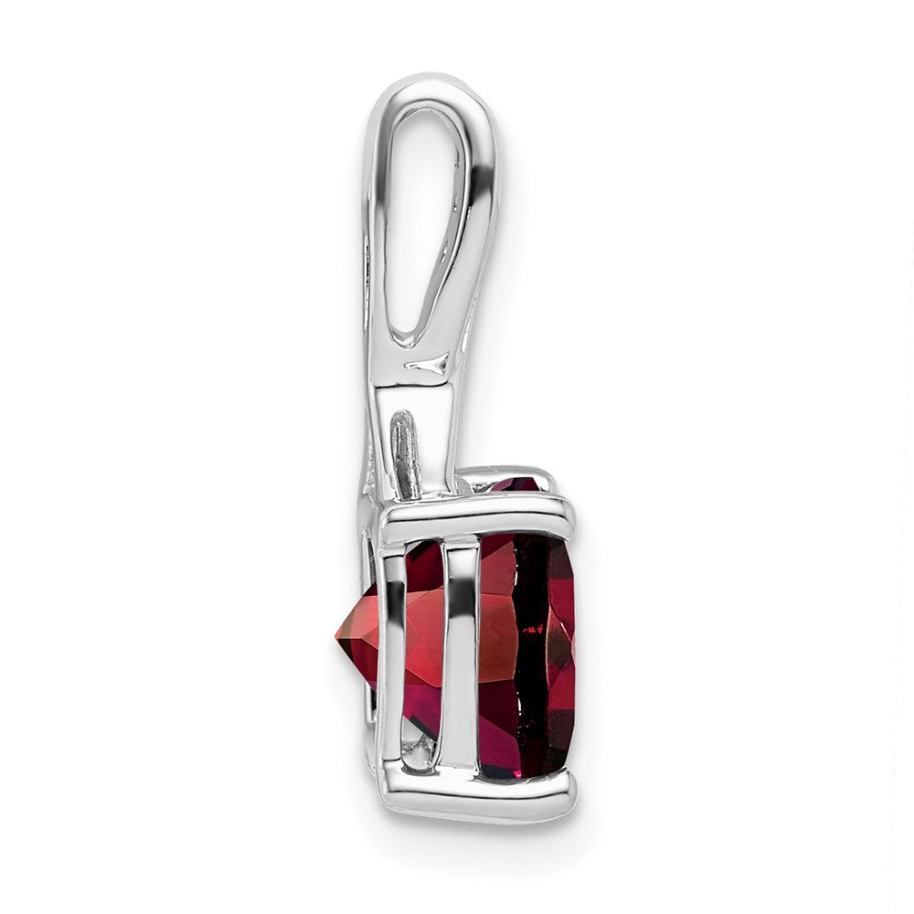14k White Gold 8mm Cushion Garnet and Diamond Chain Slide