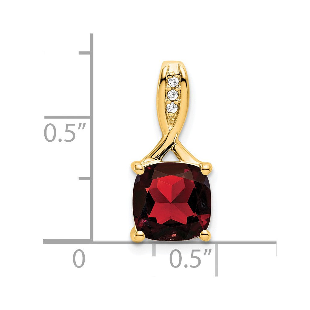 14k 8mm Cushion Garnet and Diamond Chain Slide