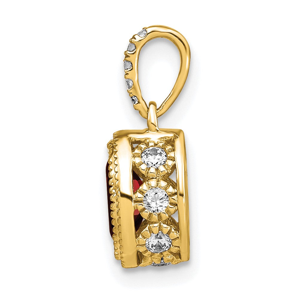 14k 7x5mm Oval Garnet and Diamond Pendant