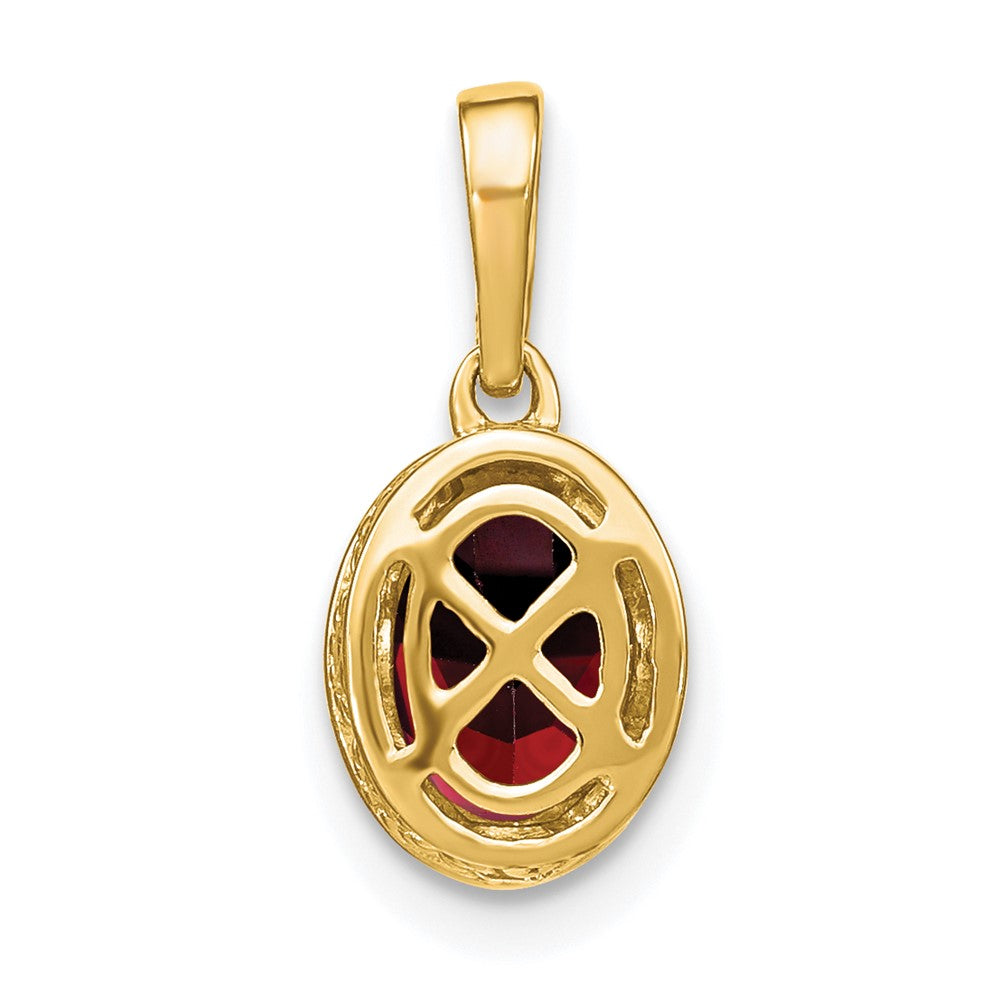 14k 7x5mm Oval Garnet and Diamond Pendant