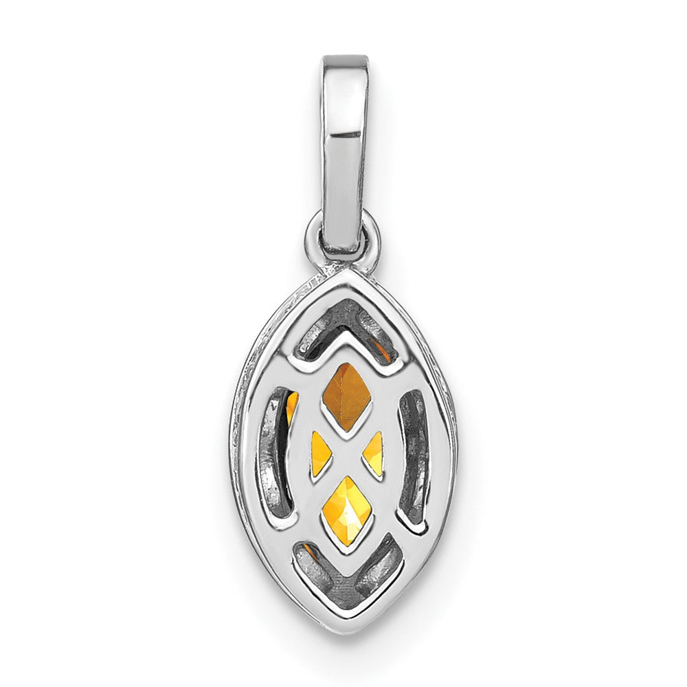 14k White Gold 8x4mm Marquise Citrine and Diamond Pendant