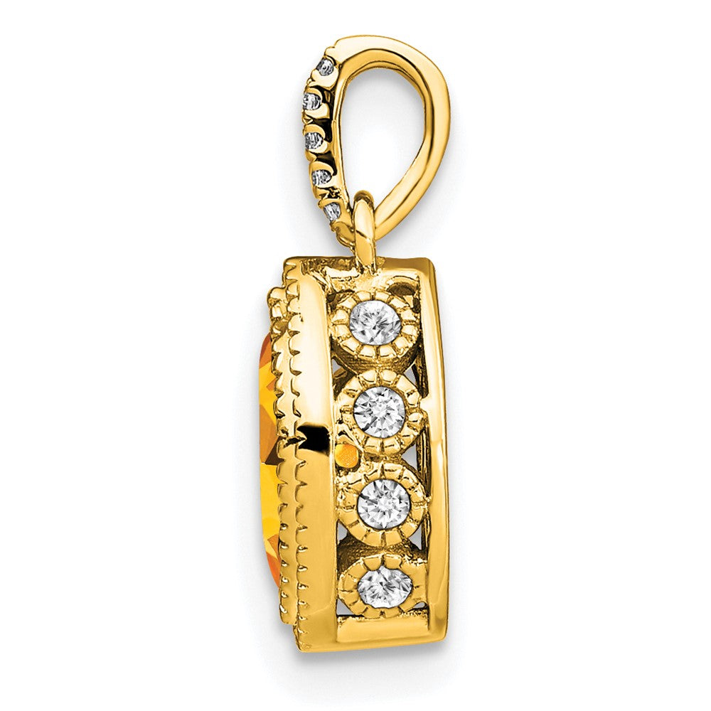 14k 8x4mm Marquise Citrine and Diamond Pendant