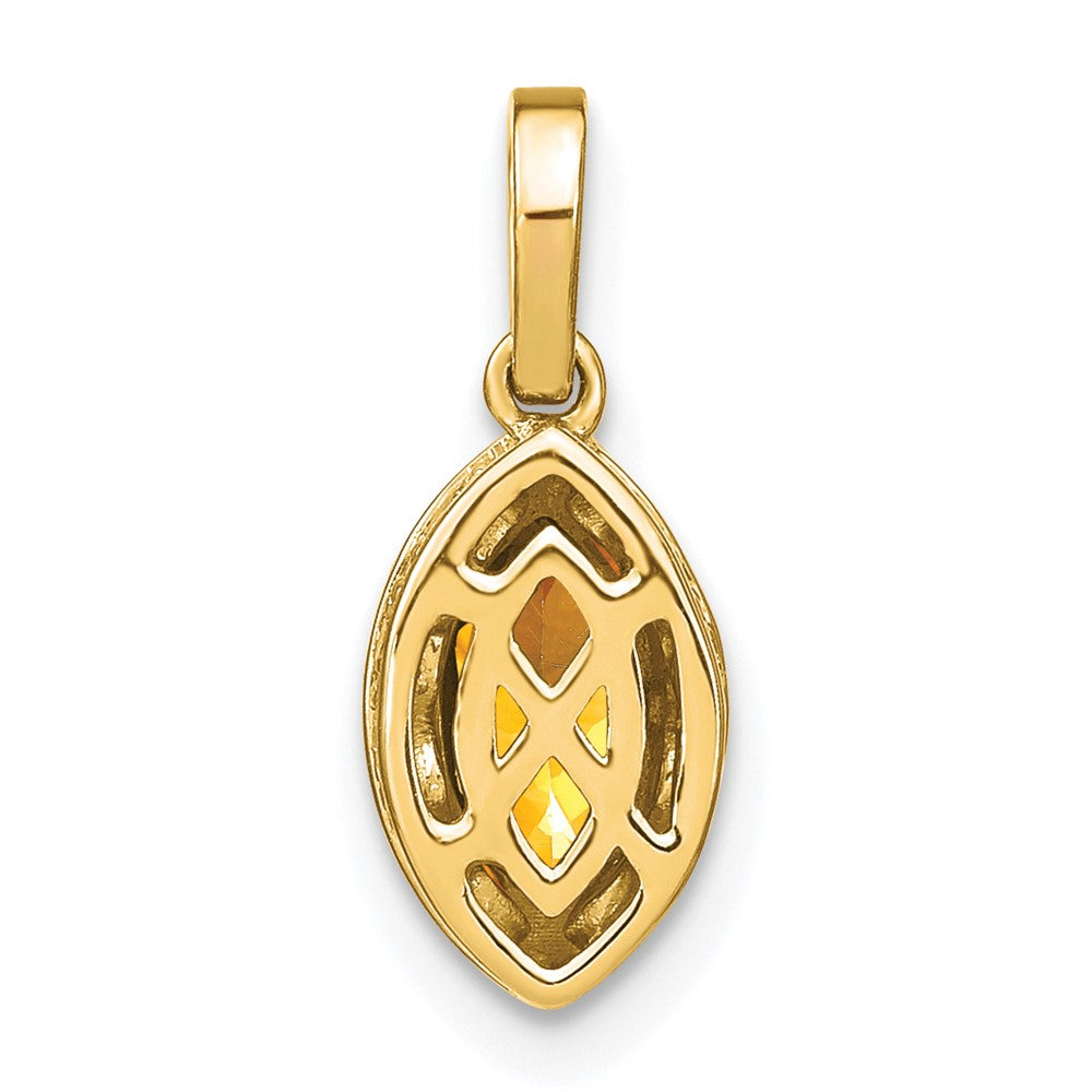14k 8x4mm Marquise Citrine and Diamond Pendant