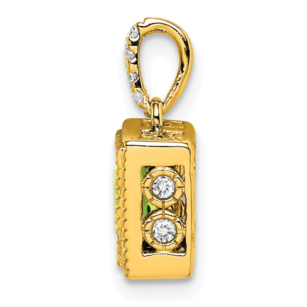14k 6mm Square Citrine and Diamond Pendant