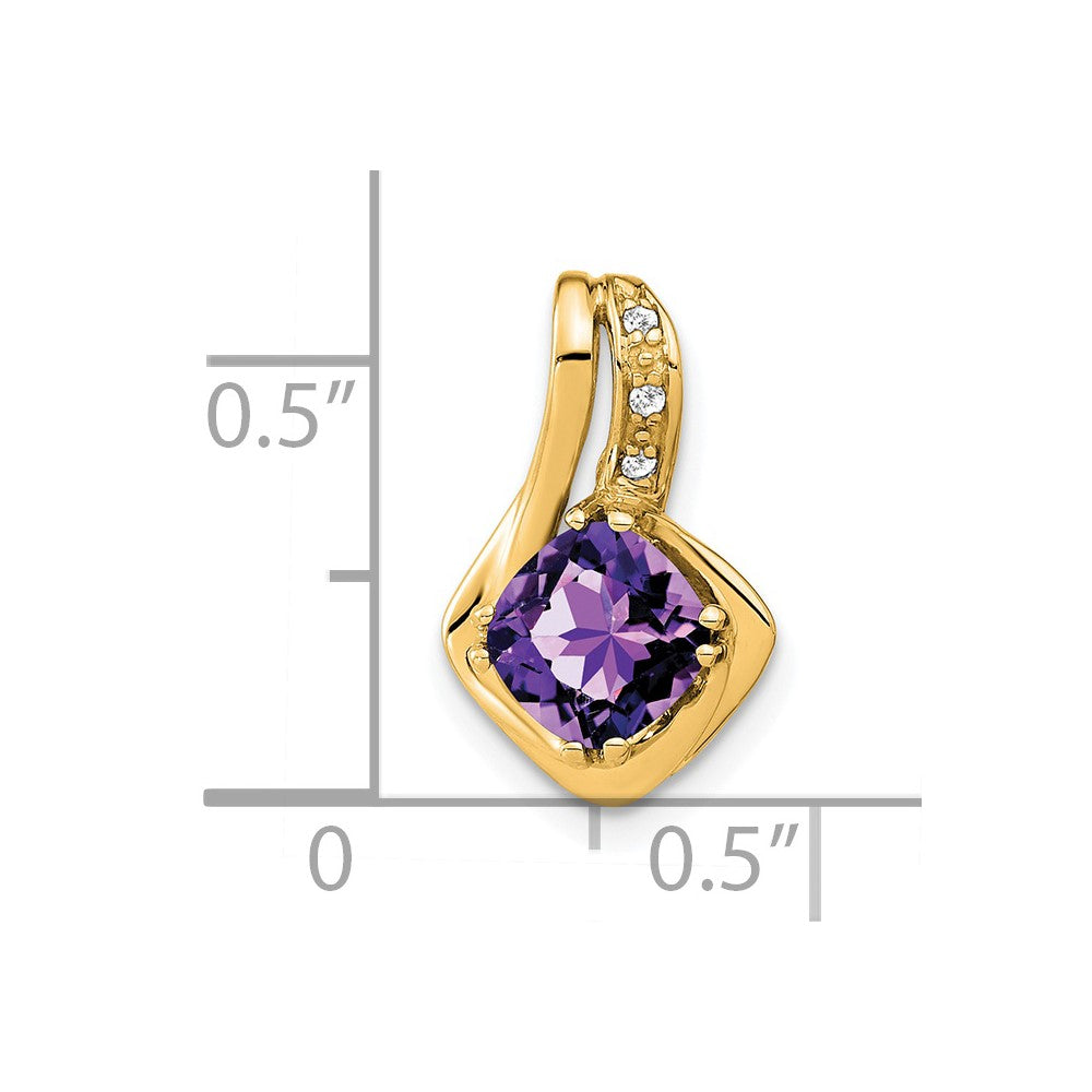 14k 6.4mm Cushion Amethyst and Diamond Chain Slide
