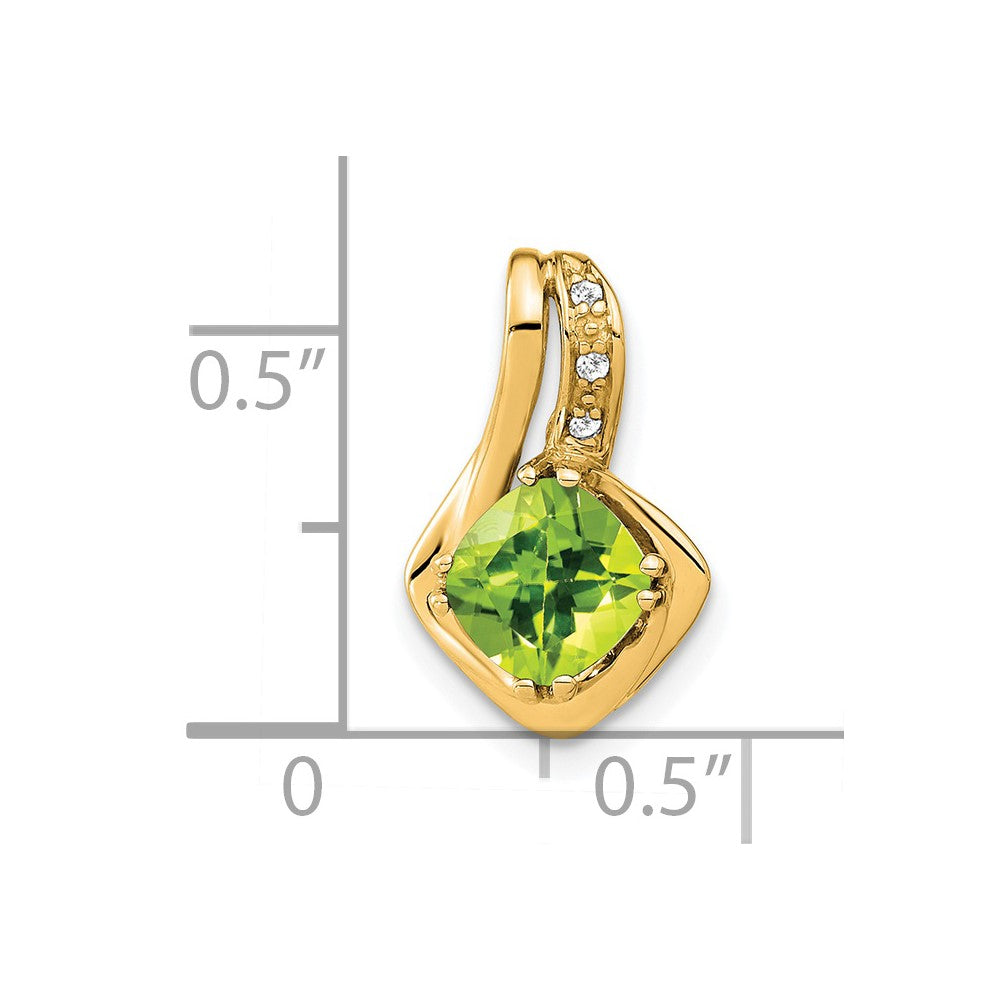 14k 6.4mm Cushion Peridot and Diamond Chain Slide