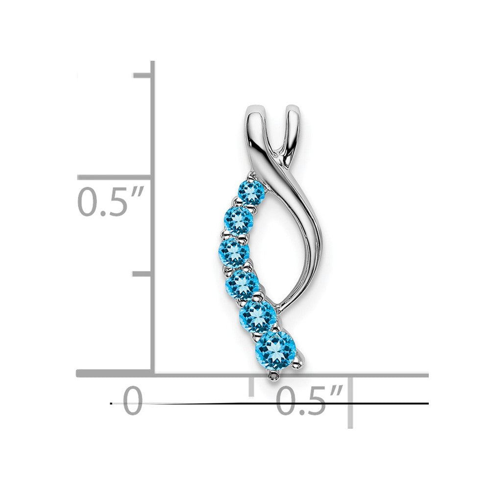 14k White Gold Graduated Blue Topaz Journey Chain Slide