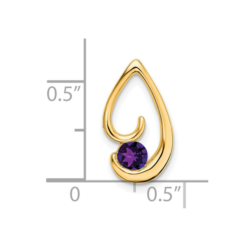 14k 4mm Round Amethyst Teardrop Chain Slide