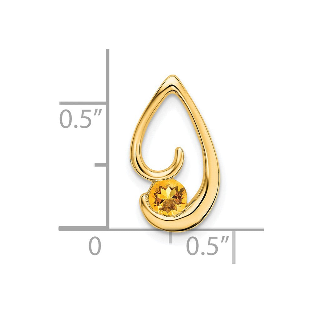 14k 4mm Round Citrine Teardrop Chain Slide