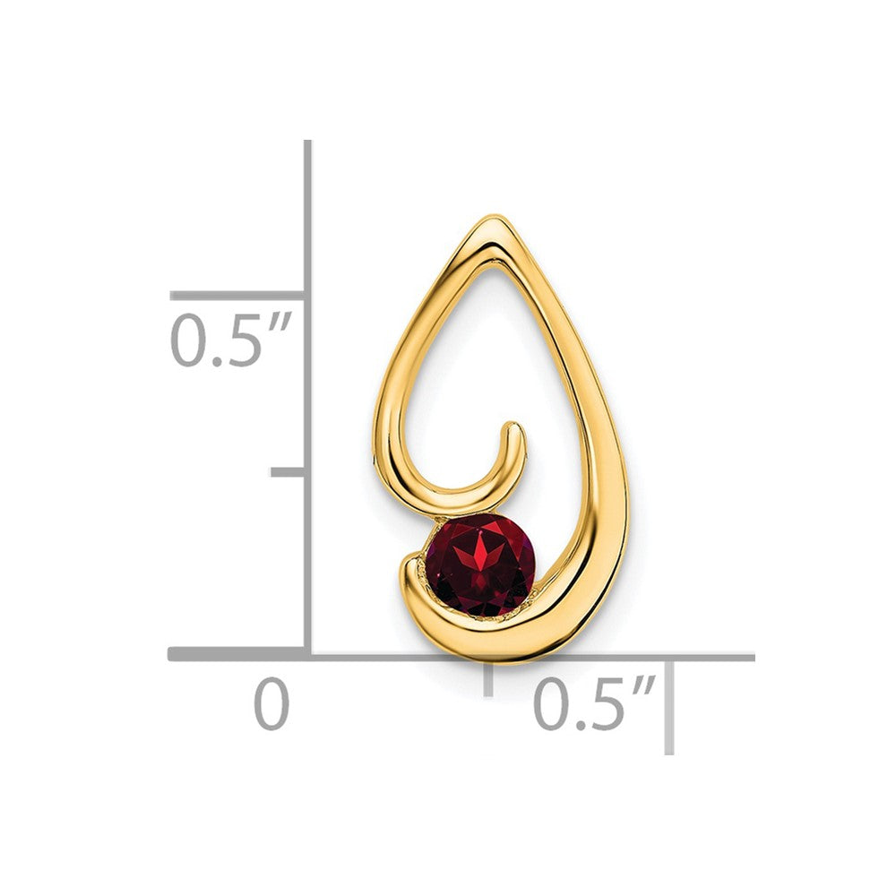 14k 4mm Round Garnet Teardrop Chain Slide