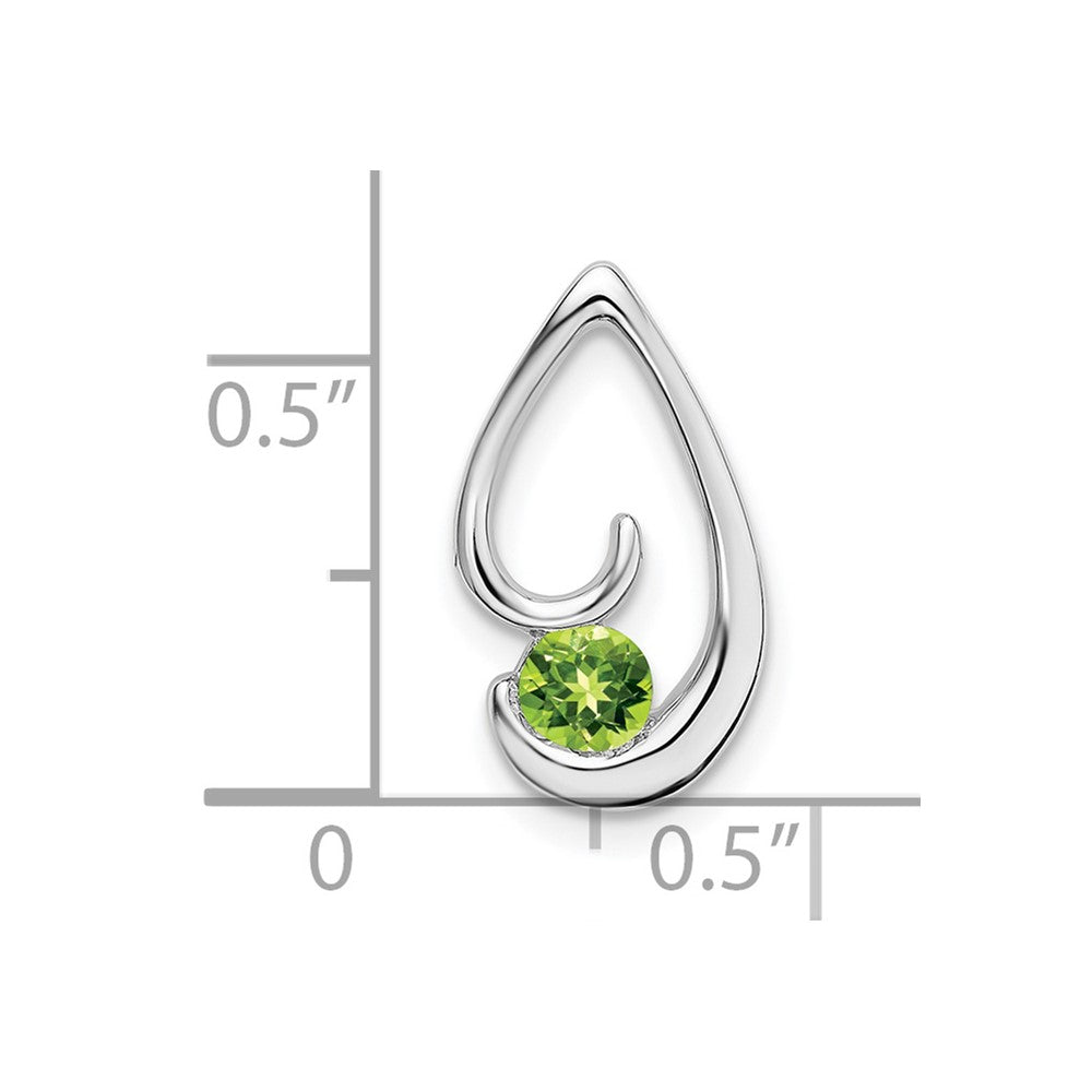 14k White Gold 4mm Round Peridot Teardrop Chain Slide
