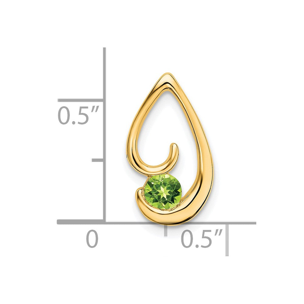 14k 4mm Round Peridot Teardrop Chain Slide