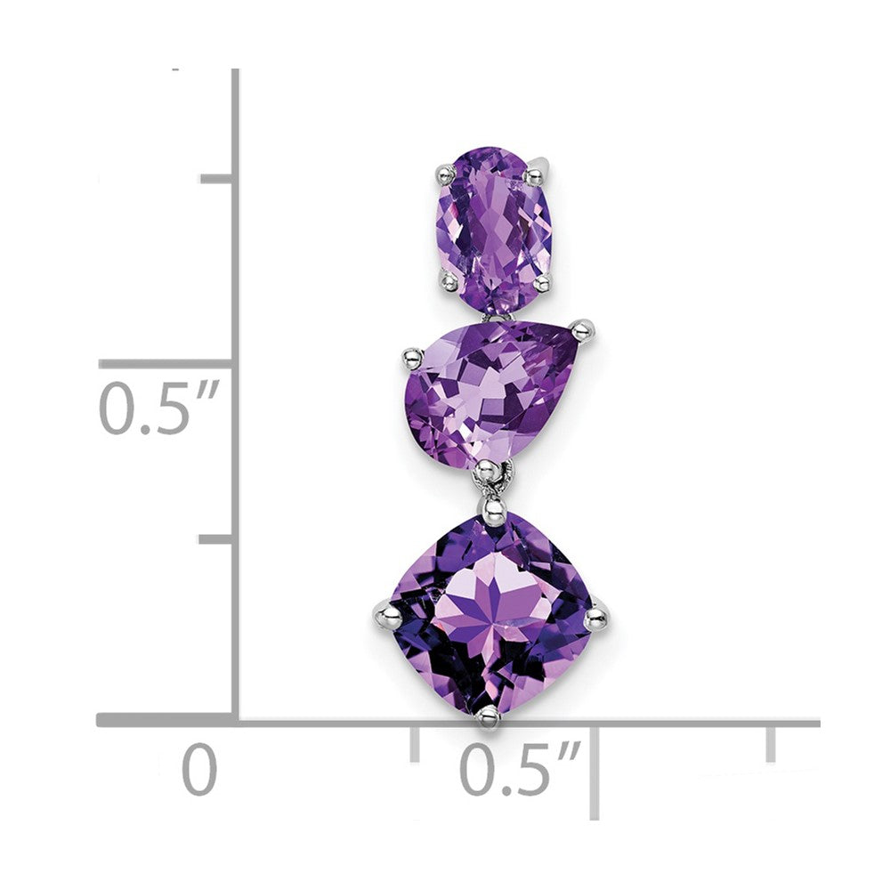 14k White Gold Oval/Pear/Cushion Amethyst Chain Slide
