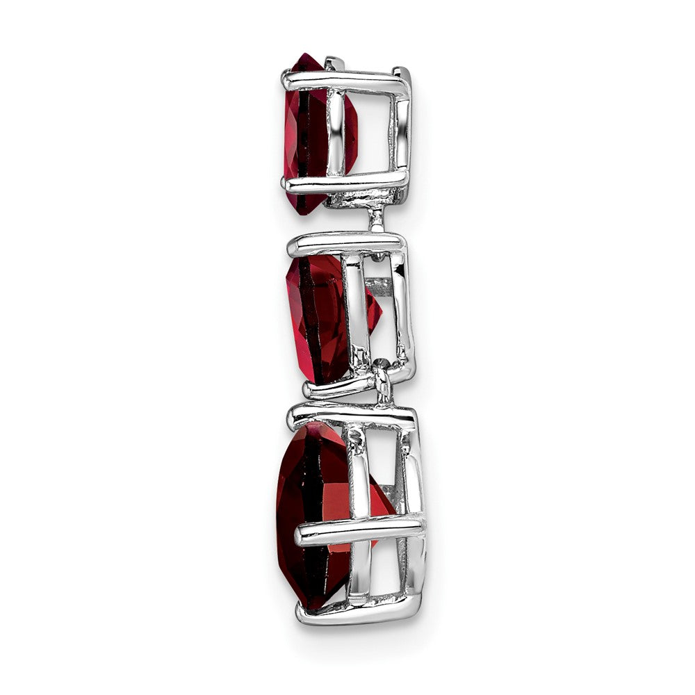 14k White Gold Oval/Pear/Cushion Garnet Chain Slide