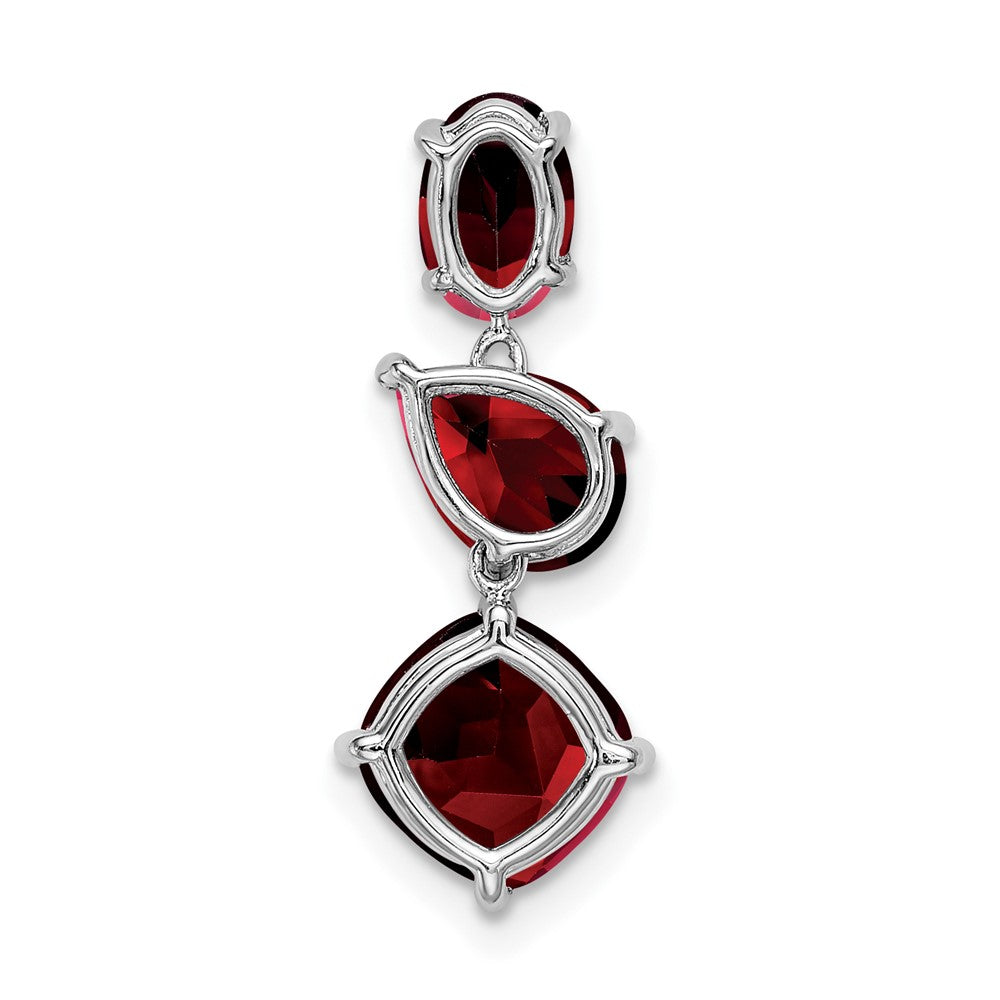14k White Gold Oval/Pear/Cushion Garnet Chain Slide