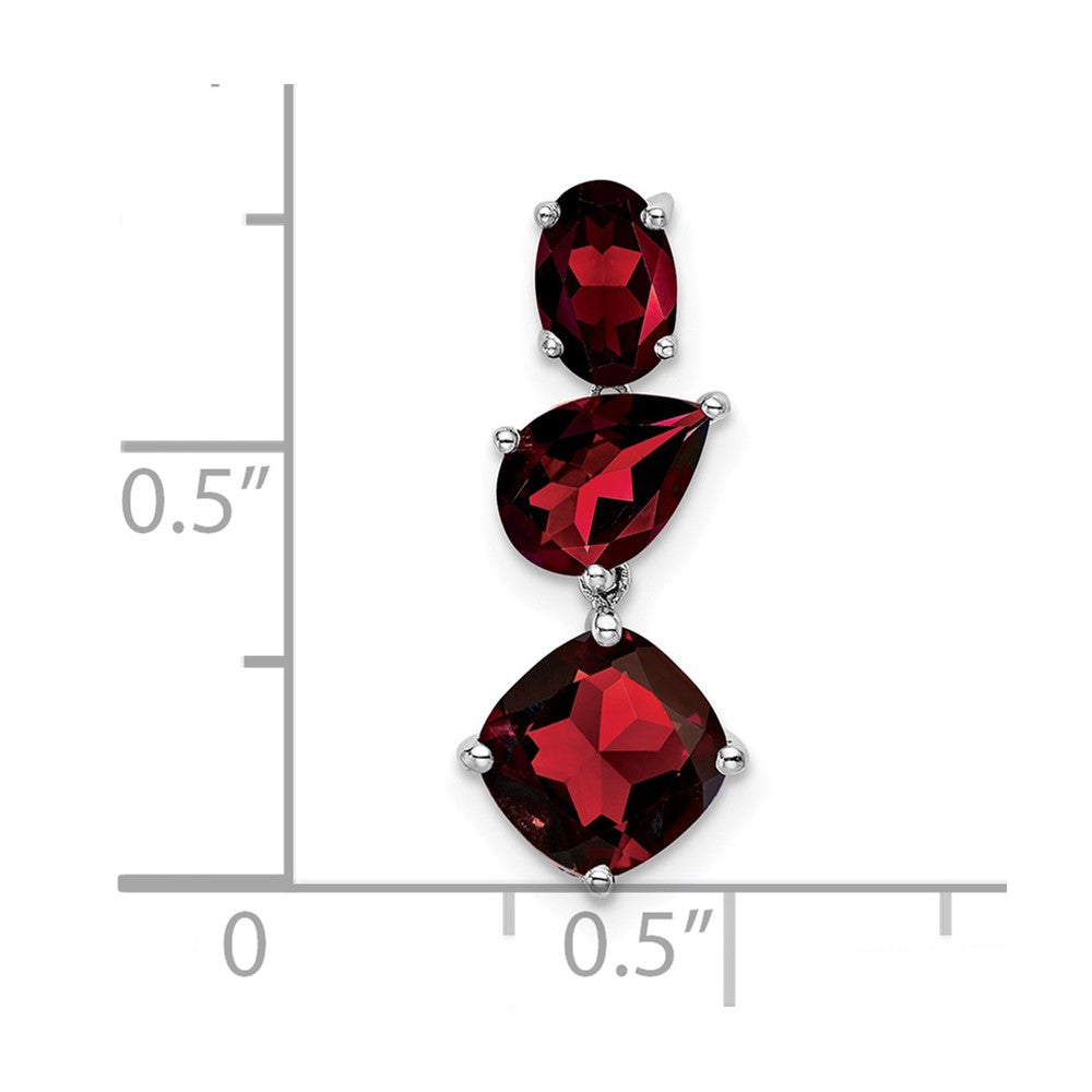 14k White Gold Oval/Pear/Cushion Garnet Chain Slide