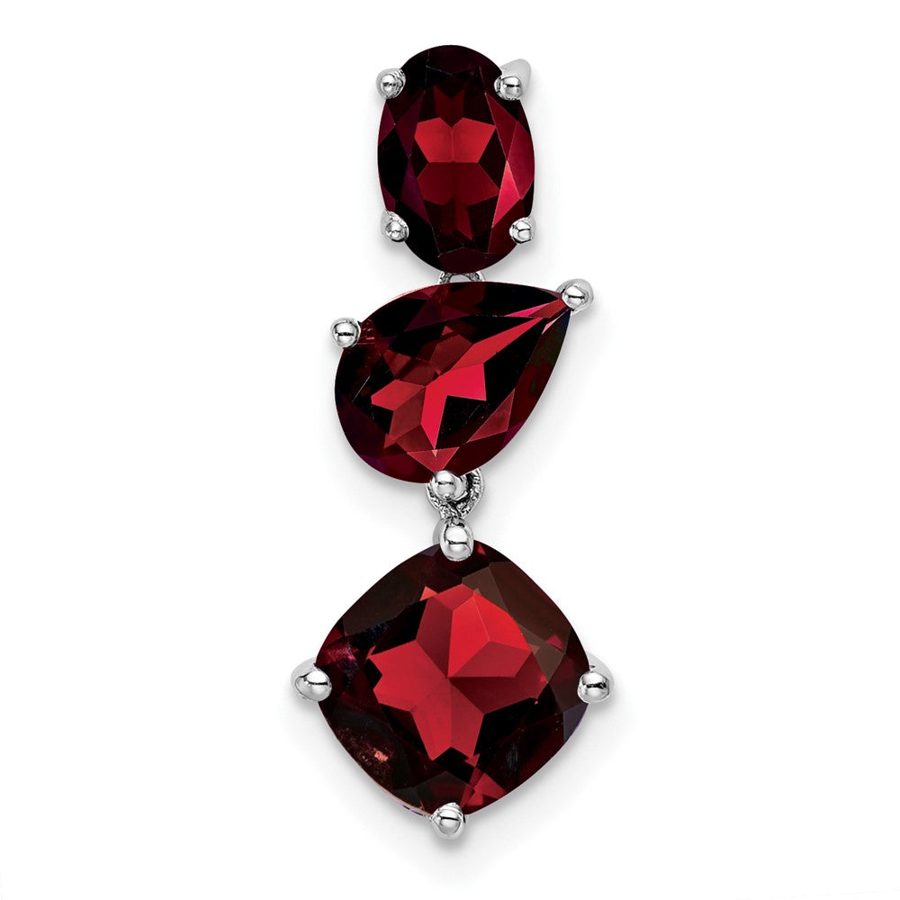 14k White Gold Oval/Pear/Cushion Garnet Chain Slide