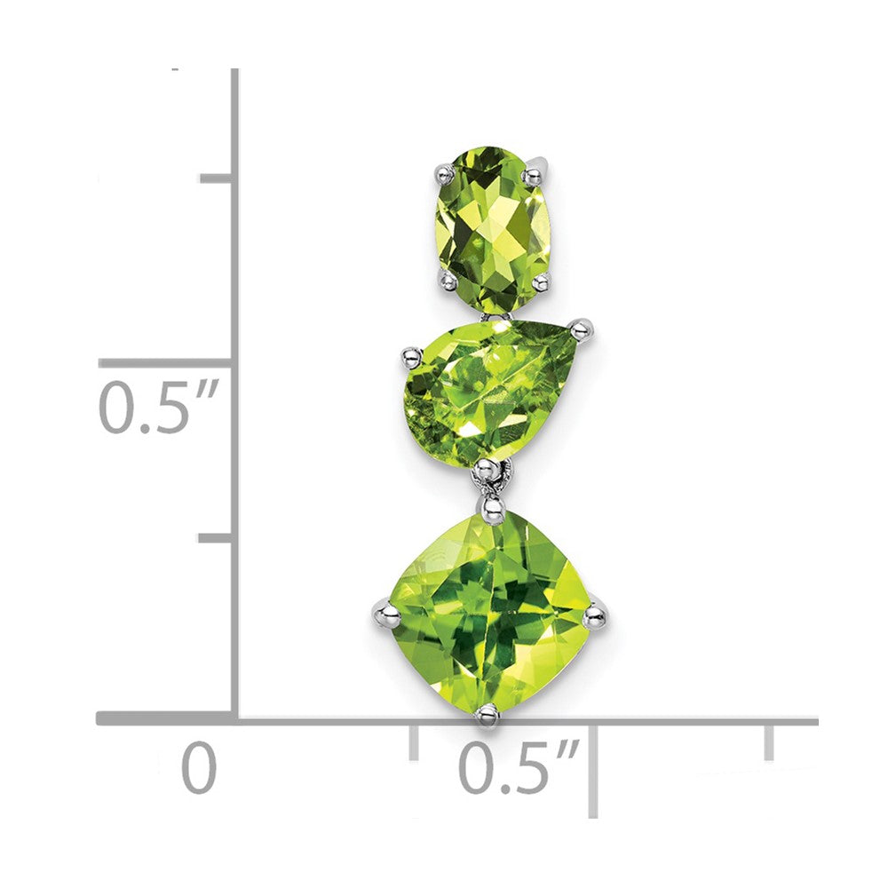 14k White Gold Oval/Pear/Cushion Peridot Chain Slide
