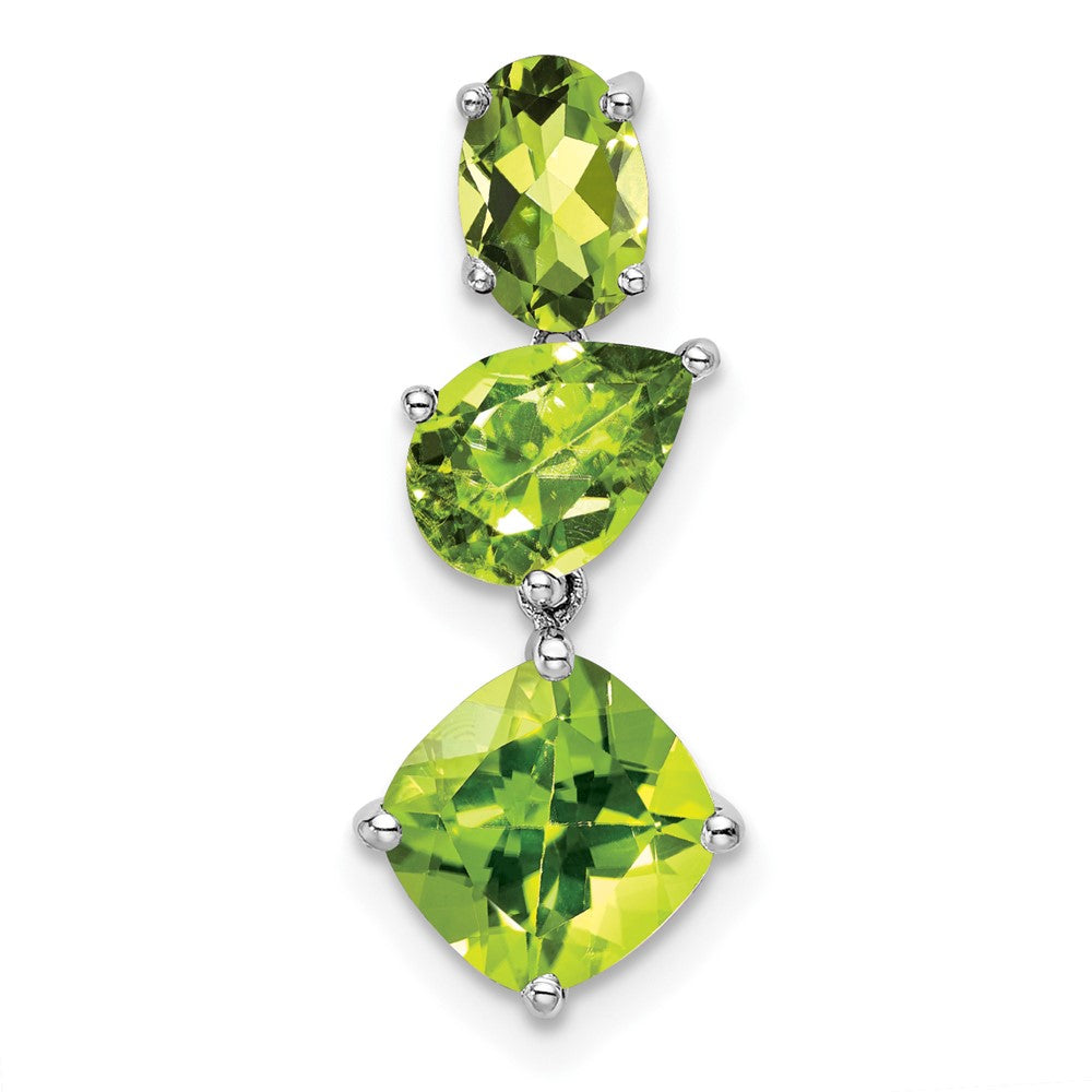 14k White Gold Oval/Pear/Cushion Peridot Chain Slide