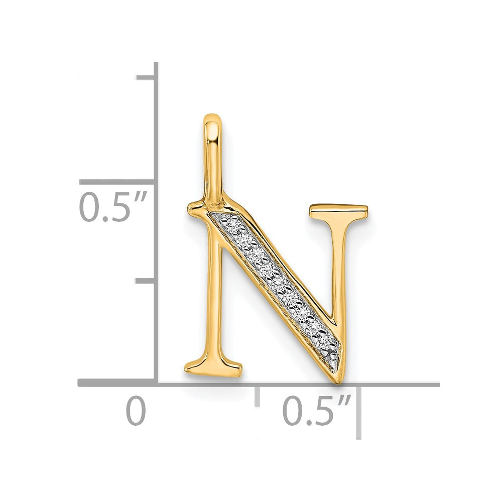 10K Diamond Letter N Initial Pendant