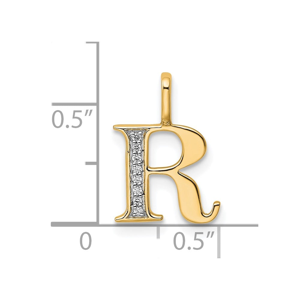 10K Diamond Letter R Initial Pendant