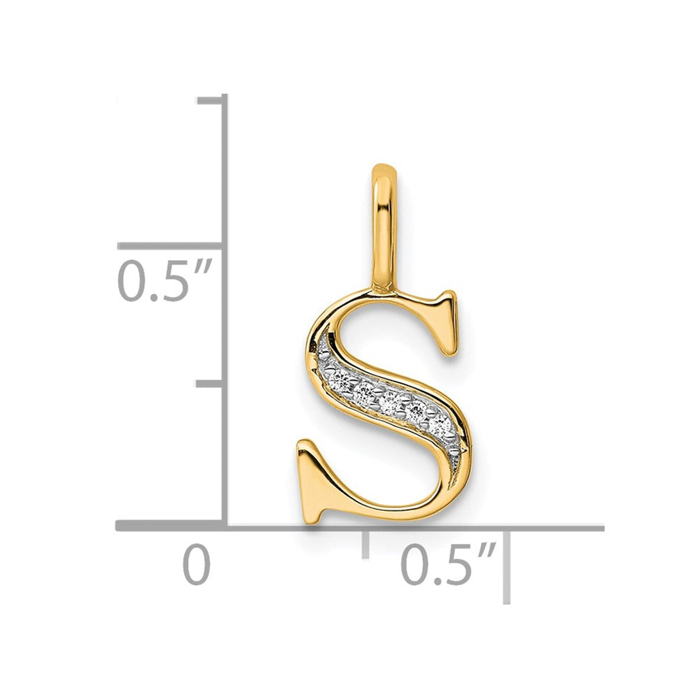 14k Diamond Letter S Initial Pendant