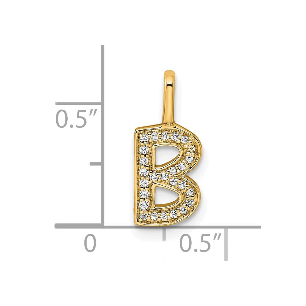 14K  Gold Diamond Letter B Initial Pendant