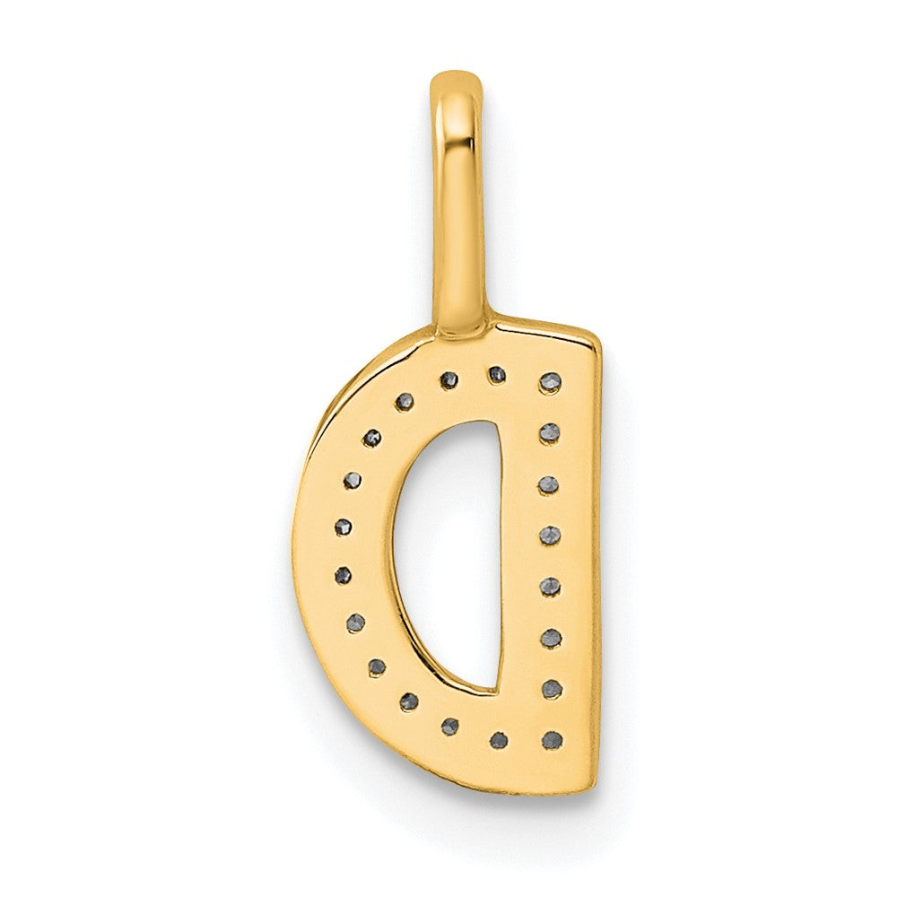 14K  Gold Diamond Letter D Initial Pendant