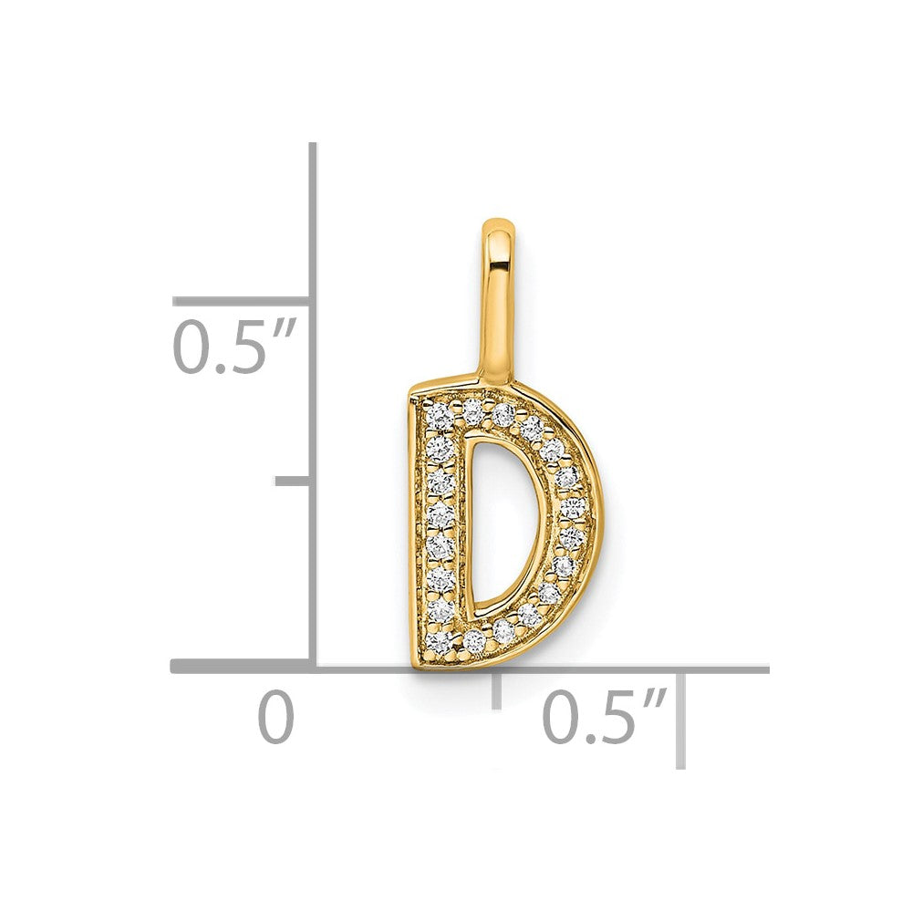 14K  Gold Diamond Letter D Initial Pendant